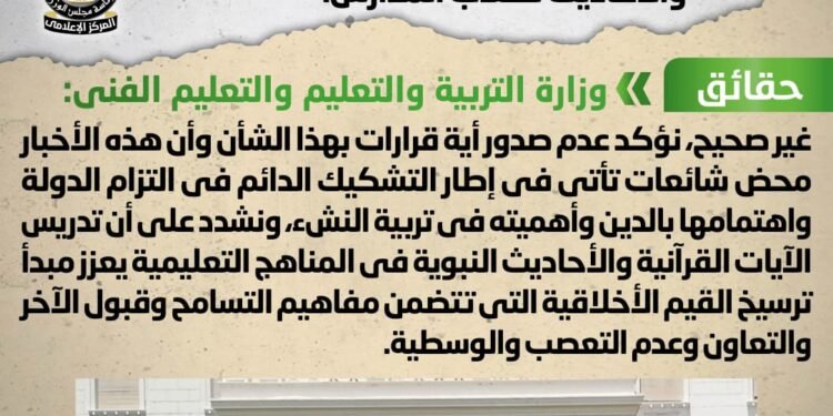 الحكومة تنفى إلغاء تدريس الآيات القرآنية والأحاديث لطلاب المدارس