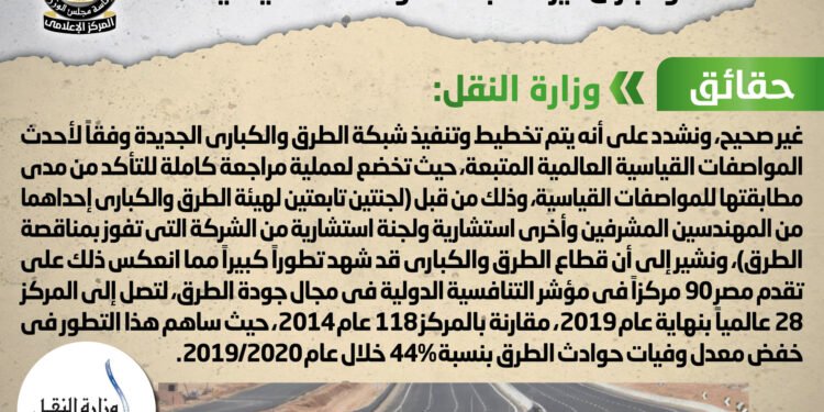 حقيقة إهدار الدولة مبالغ طائلة لتنفيذ مشروعات طرق وكباري غير مطابقة للمواصفات القياسية