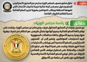 الحكومة تنفى وجود عجز بالمخزون الاستراتيجي للسلع ودخول مصر فى أزمة غذائية