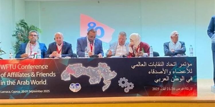 النائب خالد عيش من منبر اتحاد النقابات العالمي: دعم العمال واجب نقابي.. وفلسطين جوهر النضال العربي